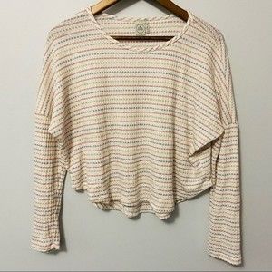 Paper Crane Long Sleeved Striped Waffle Knit Thermal Shirt